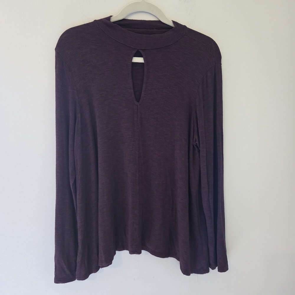 American Eagle Red And Black Striped Soft And Sexy Slub Long Sleeve Top